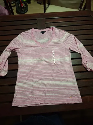 Camiseta Tommy Hilfiger Rayas Rosas y Blancas