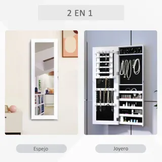 Espejo Joyero Colgante Blanco 37x9,5x112 cm