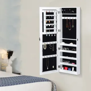 Espejo Joyero Colgante Blanco 37x9,5x112 cm