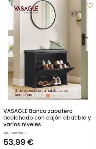 VASAGLE Banco Zapatero Acolchado