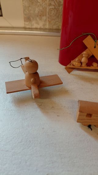 Set 4 Addobbi Natalizi Legno