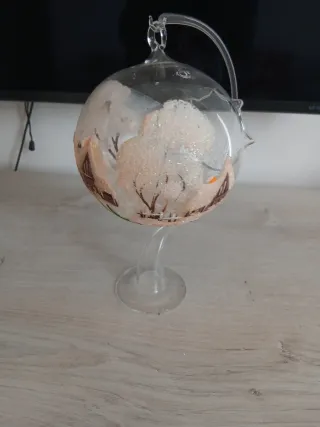 Portacandela in vetro soffiato decorato