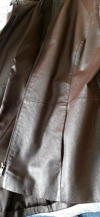Chaqueta de cuero mujer marrón talla M