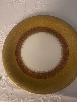 N. 6 piatti piani porcellana Trettau Bavaria oro