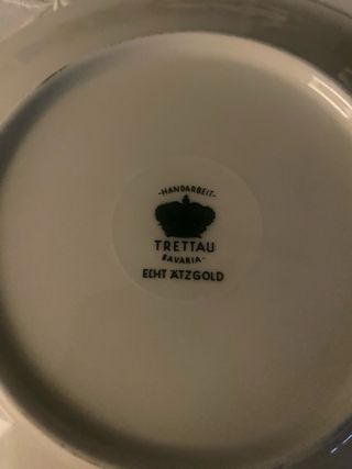 N. 6 piatti piani porcellana Trettau Bavaria oro