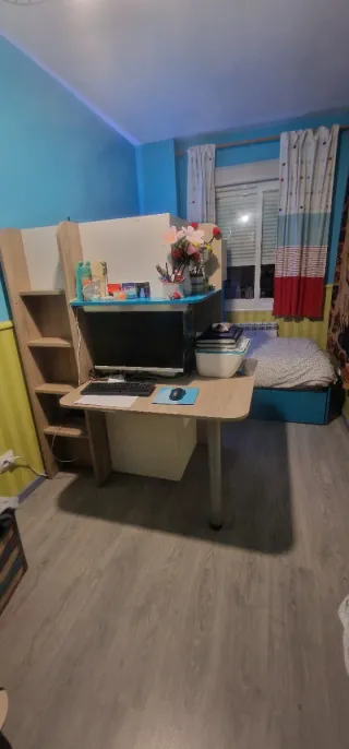 Litera con escritorio, cajón y armario