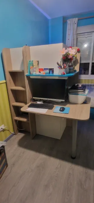 Litera con escritorio, cajón y armario