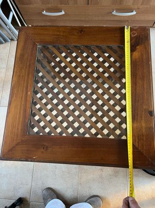 Mesa auxiliar madera y cristal trenzado