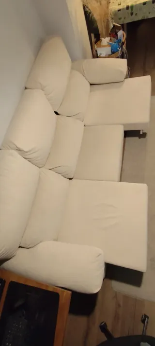 Sofá 3 plazas beige con asientos extraíbles