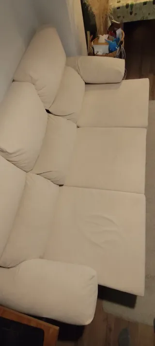 Sofá 3 plazas beige con asientos extraíbles