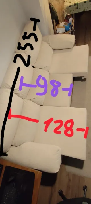 Sofá 3 plazas beige con asientos extraíbles