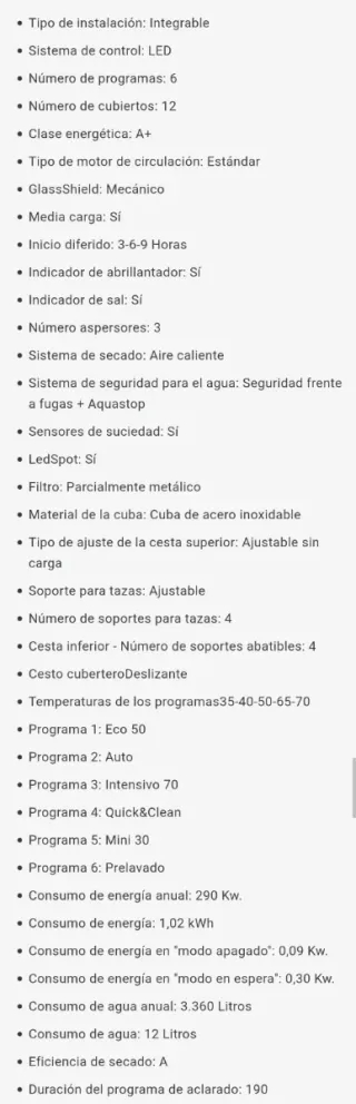 Lavavajillas Beko integrable