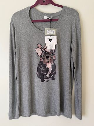 T-shirt Twinset bulldog con strass tg. XL