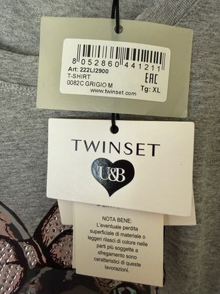 T-shirt Twinset bulldog con strass tg. XL