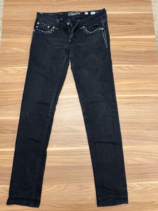 Pantalones Miss Me Negros con Detalles