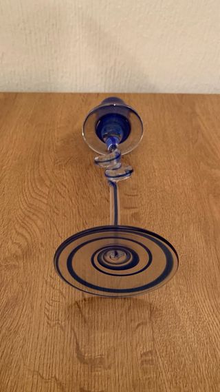 Portavelas vidrio soplado azul