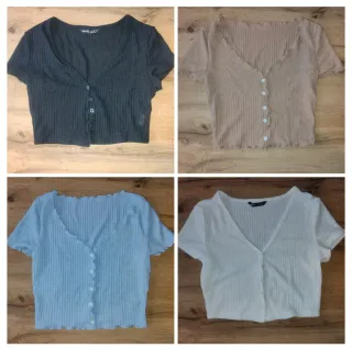 4 Top Corti con Bottoni Taglia XS