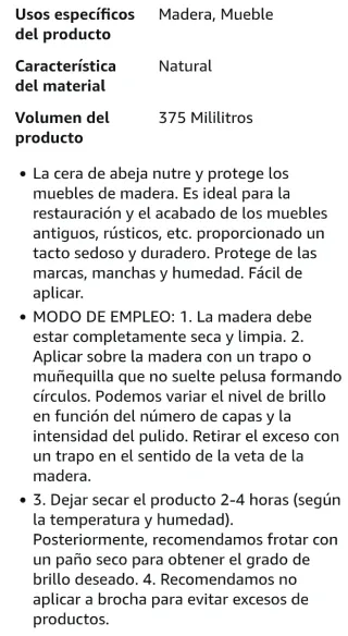 Cera de Abeja Jovira para Muebles Incoloro