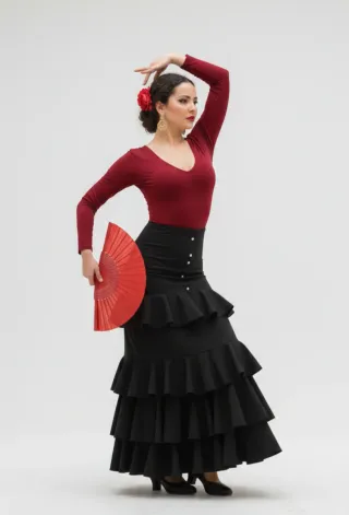 Falda Flamenco Volantes Negra Talla Única