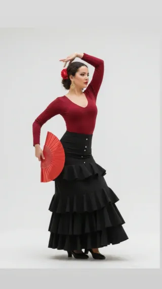 Falda Flamenco Volantes Negra Talla Única