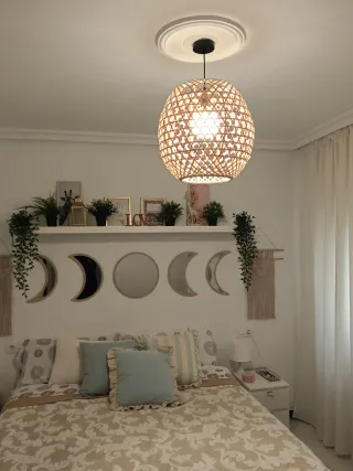 Lámpara de techo bambú estilo boho