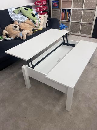 Mesa de centro abatible blanca