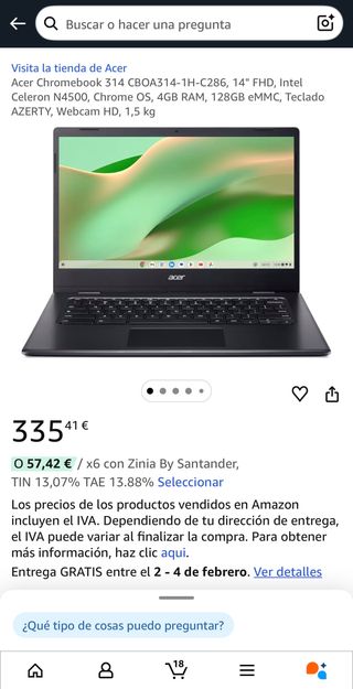 Acer Chromebook Negro Nuevo
