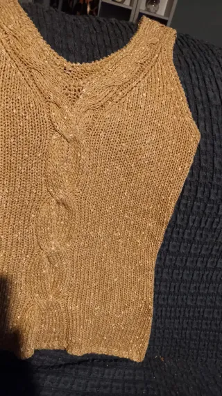 Canotta donna oro con treccia