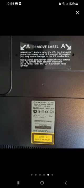 Equipo Bang & Olufsen CD, Cassette y Radio