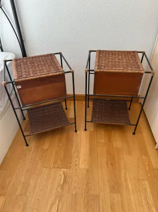 Mesitas de noche forja negra y madera