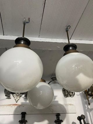 Lámpara de techo globo cristal y metal