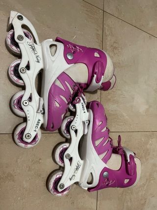 Patines en línea niña rosa y blanco