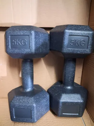 2 Mancuernas 5kg Pesas Gimnasio Hexagonales