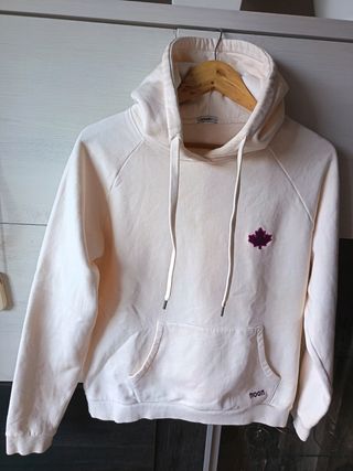 Sudadera Beige Noon con Logo Hoja Morada