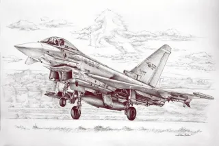 "La Caccia in decollo" Litografia su cartoncino