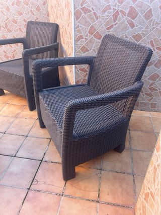 Set 2 sillones y mesa exterior jardín