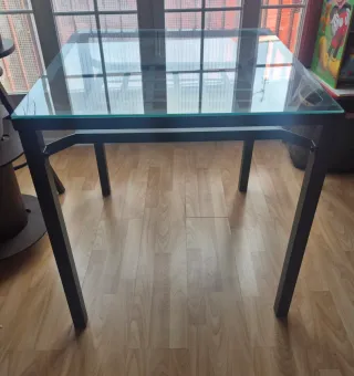 Mesa Jardín Cristal y Metal 73x73x75