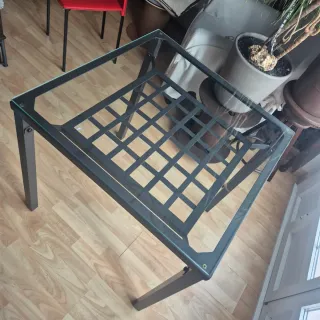 Mesa Jardín Cristal y Metal 73x73x75