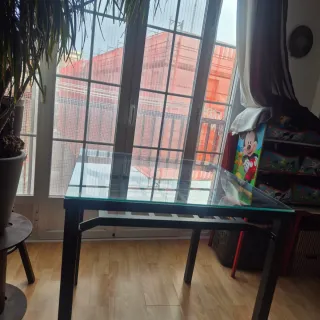 Mesa Jardín Cristal y Metal 73x73x75