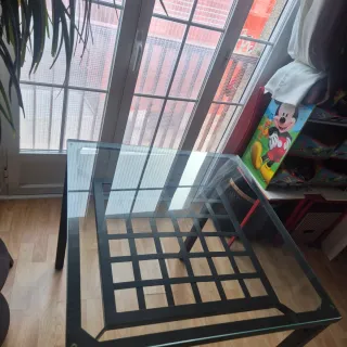 Mesa Jardín Cristal y Metal 73x73x75