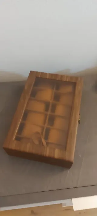 Scatola porta orologi in similpelle marrone