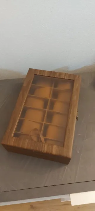 Scatola porta orologi in similpelle marrone