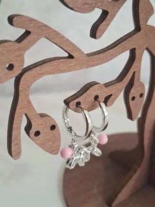 Pendientes Perro Salchicha Rosa y Plata