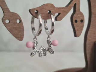 Pendientes Perro Salchicha Rosa y Plata