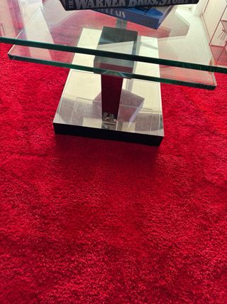 Mesa de centro de cristal y metal