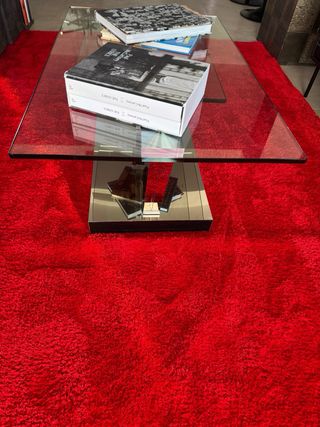 Mesa de centro de cristal y metal