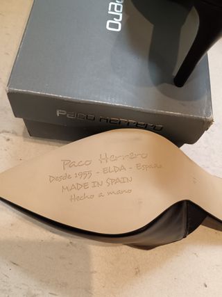 Paco Herrero Mules Tacón Piel Negros Talla 41