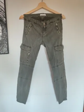 Pantalón cargo elástico mujer