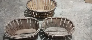 Conjunto 3 cestas agrícolas madera