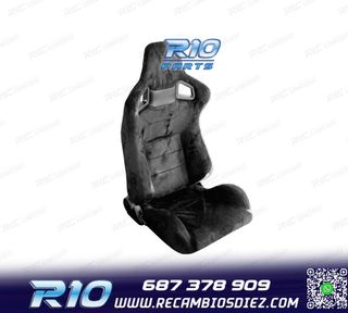 ASIENTO DEPORTIVO SEMI BAQUET ESTILO RS ALCÁNTARA NEGRA
